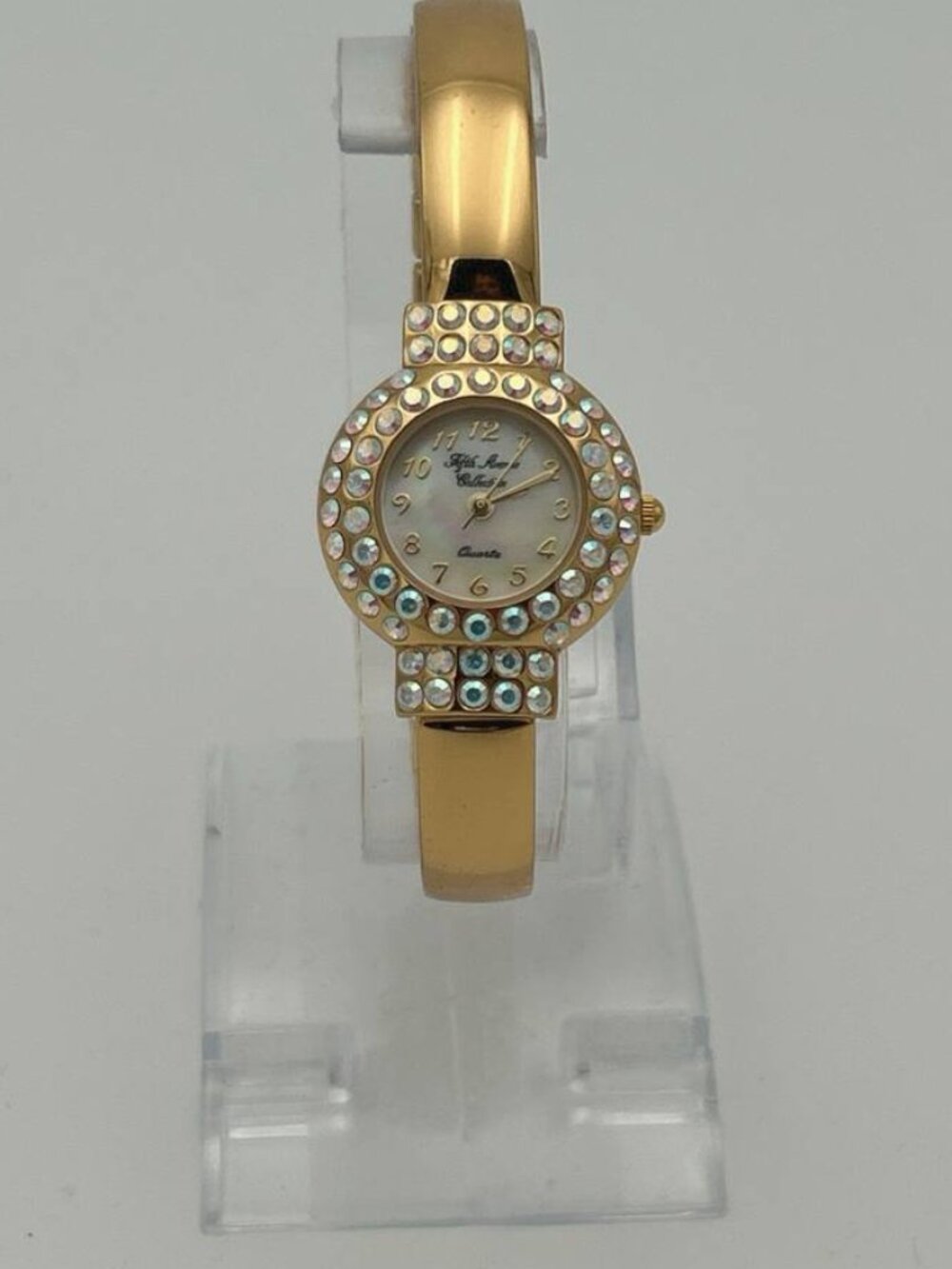 Park Lane Gold Tone Crystal Cuff Bracelet Watch